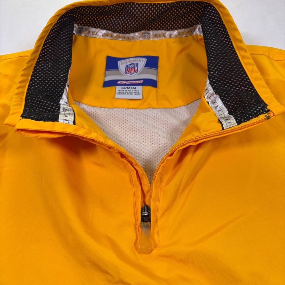 Reebok NFL Green Bay Packers Equipment Quarter Zip Windbreaker Yellow Mens M - Picture 10 of 14